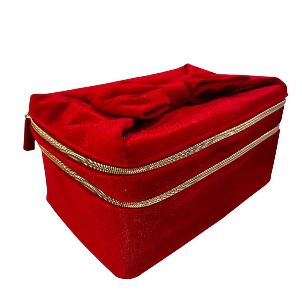 Estee Lauder 2024 Velvet Bow Makeup Train Case Women's Red Feminine Valentine